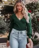 Casual Long Sleeves Solid Color V-Neck Sweater Tops