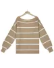 Long Sleeves Striped Off-The-Shoulder Sweater Tops