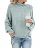 Casual Long Sleeves Solid Color High-Neck Sweater Tops