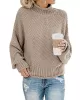 Casual Long Sleeves Solid Color High-Neck Sweater Tops