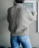 Casual Long Sleeves Solid Color High-Neck Sweater Tops