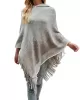 Casual Loose Striped Tasseled Hooded Cape