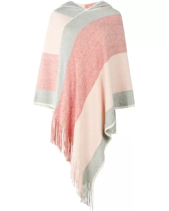 Casual Loose Striped Tasseled Hooded Cape