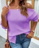 Long Sleeves Split-Side Solid Color Off-The-Shoulder Sweater Tops