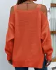 Long Sleeves Split-Side Solid Color Off-The-Shoulder Sweater Tops