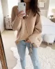 Casual Loose Solid Color V-Neck Sweater Tops