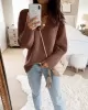 Casual Loose Solid Color V-Neck Sweater Tops