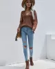 Casual Loose Solid Color V-Neck Sweater Tops