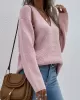 Casual Loose Solid Color V-Neck Sweater Tops