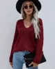 Casual Loose Solid Color V-Neck Sweater Tops