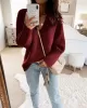 Casual Loose Solid Color V-Neck Sweater Tops