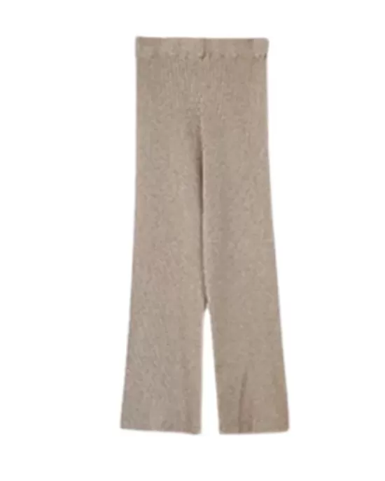 Urban Loose Solid Round-Neck Split-Side Sweater& Wide Leg Pants Suits