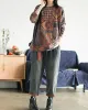 Ethnic Style Round Neck Print Sweater