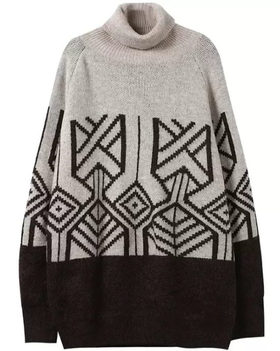 Original Print High-Neck Knitting Sweater