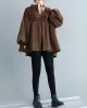 Stylish Knitting Split-Joint Puff Sleeve Shirt Pullover Top