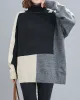 Stylish Split-Joint High-Neck Knitting Sweater