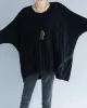 Vintage Loose Solid Color Round-Neck Batwing Half Sleeves Knitting Sweater