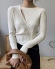 Fashion Asymmetric Solid Color Round-Neck Sweater Top