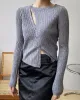 Fashion Asymmetric Solid Color Round-Neck Sweater Top