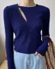 Fashion Asymmetric Solid Color Round-Neck Sweater Top