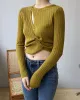 Fashion Asymmetric Solid Color Round-Neck Sweater Top