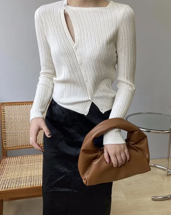 Fashion Asymmetric Solid Color Round-Neck Sweater Top