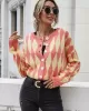 Vintage Loose Buttoned Contrast Color Cardigan Top