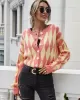 Vintage Loose Buttoned Contrast Color Cardigan Top