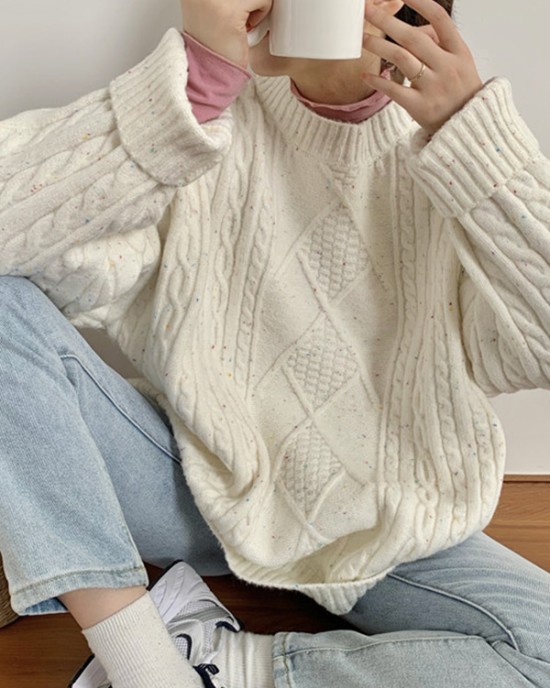 Original Casual Loose Round-Neck Long Sleeves Sweater Tops