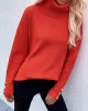 Casual Loose Solid Color High-Neck Long Sleeves Knitwear