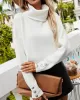 Casual Loose Solid Color High-Neck Long Sleeves Knitwear