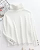 Casual Loose Solid Color High-Neck Long Sleeves Knitwear