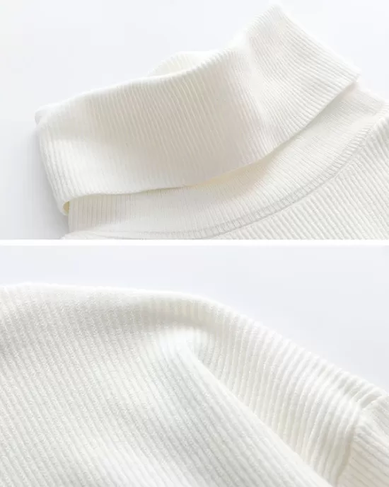 Casual Loose Solid Color High-Neck Long Sleeves Knitwear