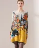 Original Loose Cartoon Printed Round-Neck Long Sleeves Sweater Dress