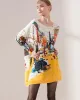 Original Loose Cartoon Printed Round-Neck Long Sleeves Sweater Dress