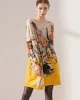 Original Loose Cartoon Printed Round-Neck Long Sleeves Sweater Dress