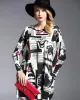 Urban Loose One-Shoulder Printed Split-Joint Sweater