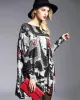 Urban Loose One-Shoulder Printed Split-Joint Sweater