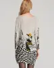 Vintage Loose Printed Split-Joint Sweater