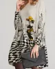 Vintage Loose Printed Split-Joint Sweater