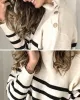 Original Loose Striped Buttoned High-Neck Long Sleeves Sweater Top