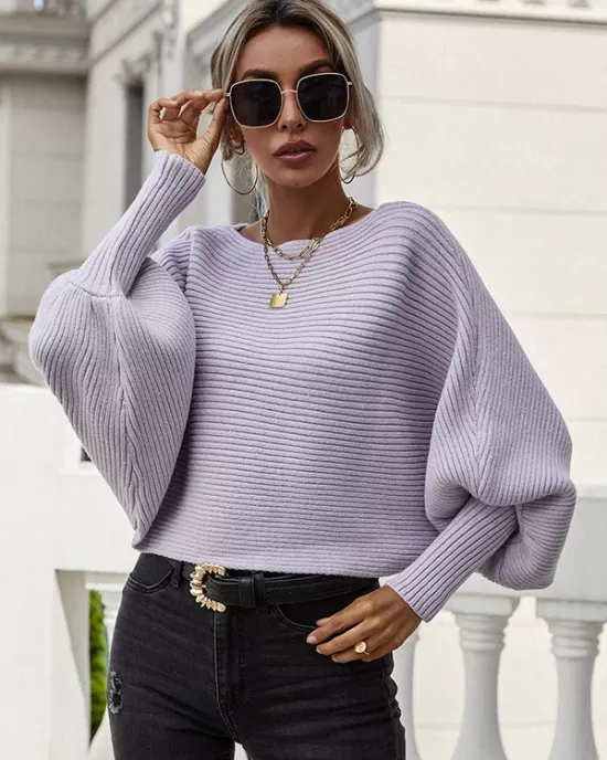 Casual Loose 6 Colors Off-The-Shoulder Long Sleeves Sweater Top