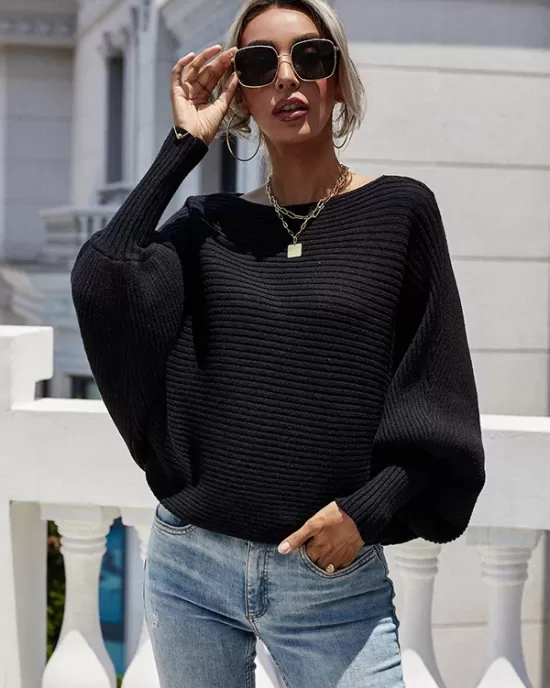 Casual Loose 6 Colors Off-The-Shoulder Long Sleeves Sweater Top