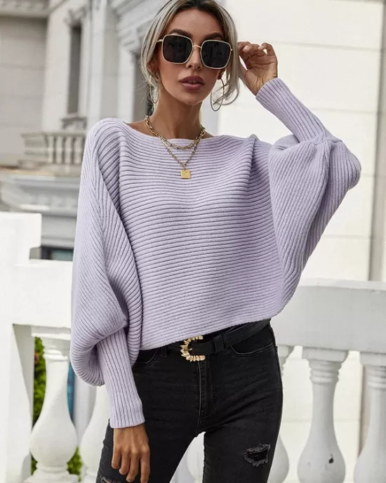 Casual Loose 6 Colors Off-The-Shoulder Long Sleeves Sweater Top