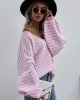 Original Loose Striped 8 Colors V-Neck Long Sleeves Sweater Top