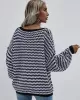 Original Loose Striped 8 Colors V-Neck Long Sleeves Sweater Top