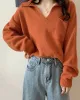 Casual Simple 6 Colors V-Neck Long Sleeves Sweater Top