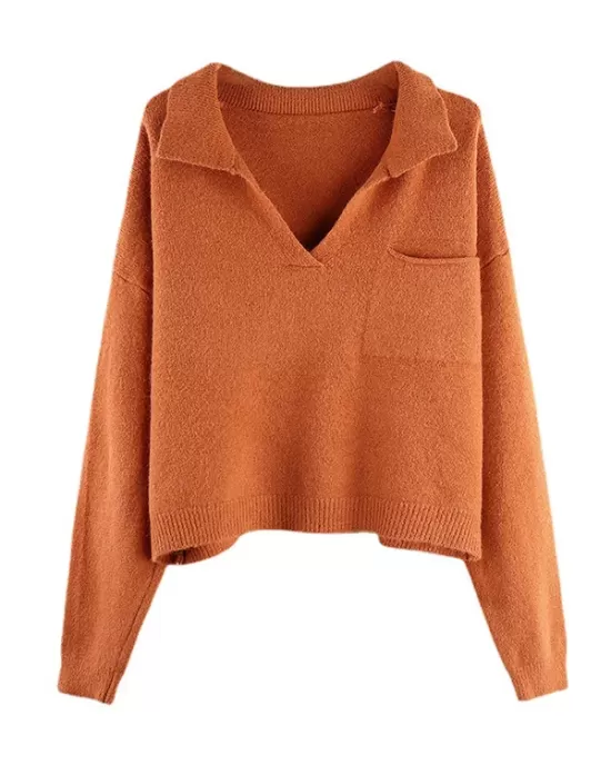 Casual Simple 6 Colors V-Neck Long Sleeves Sweater Top