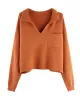 Casual Simple 6 Colors V-Neck Long Sleeves Sweater Top