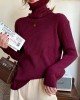 Casual Simple 6 Colors High-Neck Long Sleeves Sweater Top